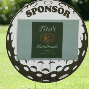 A sign that says sponsor tito 's handmade vodka.